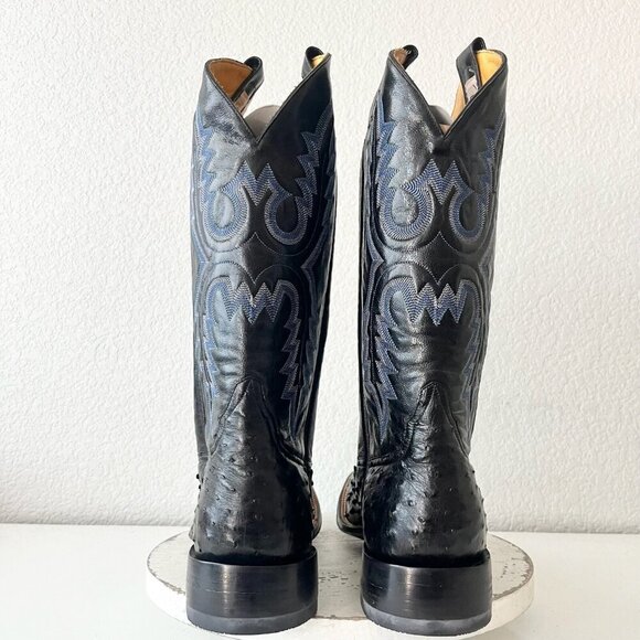 NEW Rod Patrick Mens Cowboy Boots 13.5AA Black Ostrich Leather Western Round Toe - Picture 3 of 12